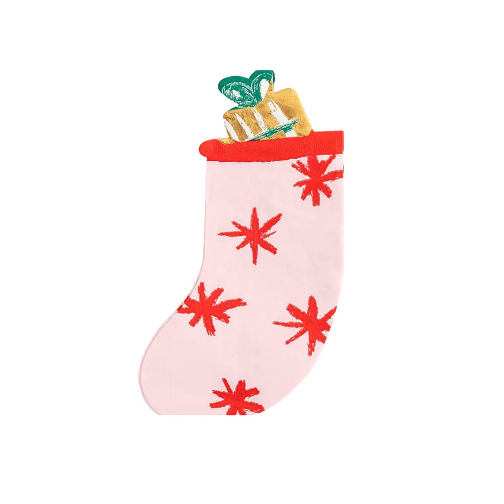 Christmas Wishes Stocking Shaped Guest Napkins - bubblegum market