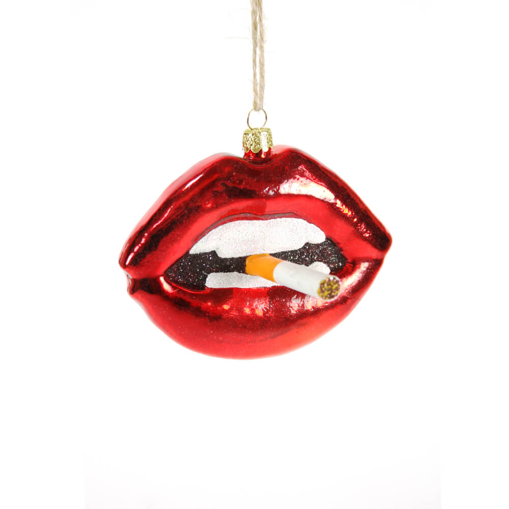 mouth-red-lips-with-cig-cigarette-ornament-cody-foster-christmas
