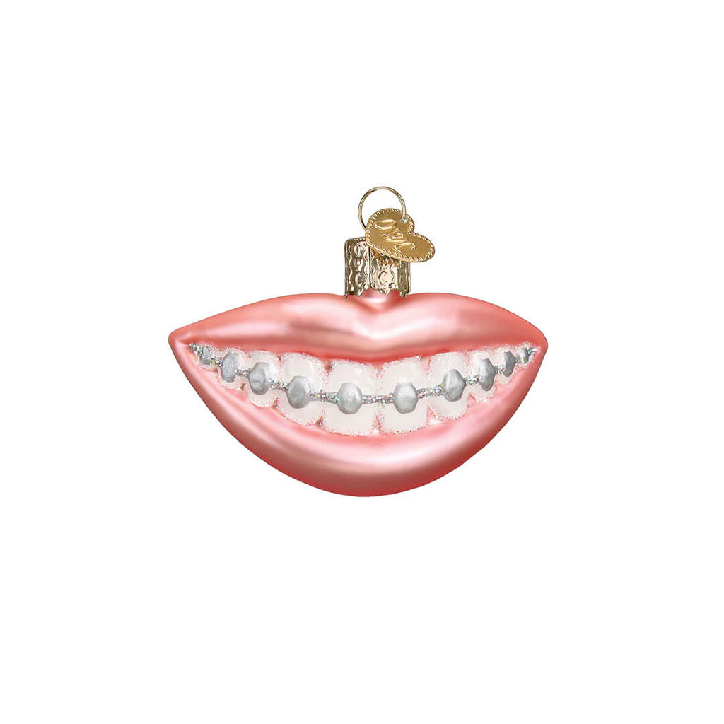 pink-lips-braces-ornament-teeth-mouth-smile-old-world-christmas-front-view