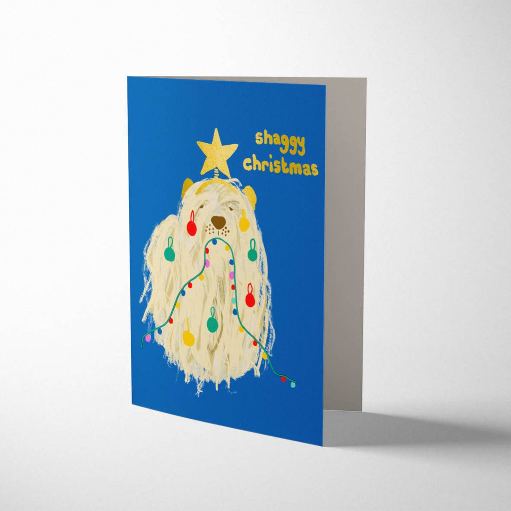 Shaggy Dog Christmas Holiday Greeting Card