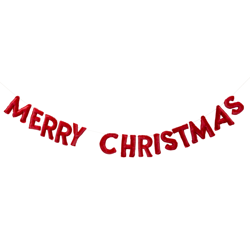 Puffy Red Velvet Merry Christmas Banner