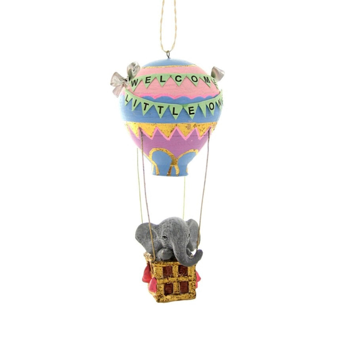 Welcome Little One Balloon Elephant Ornament 5" - bubblegum market