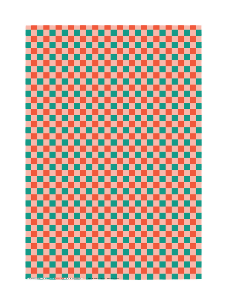 CHRISTMAS CHECKERBOARD Holiday Gift Wrap Sheets (Roll of 3)