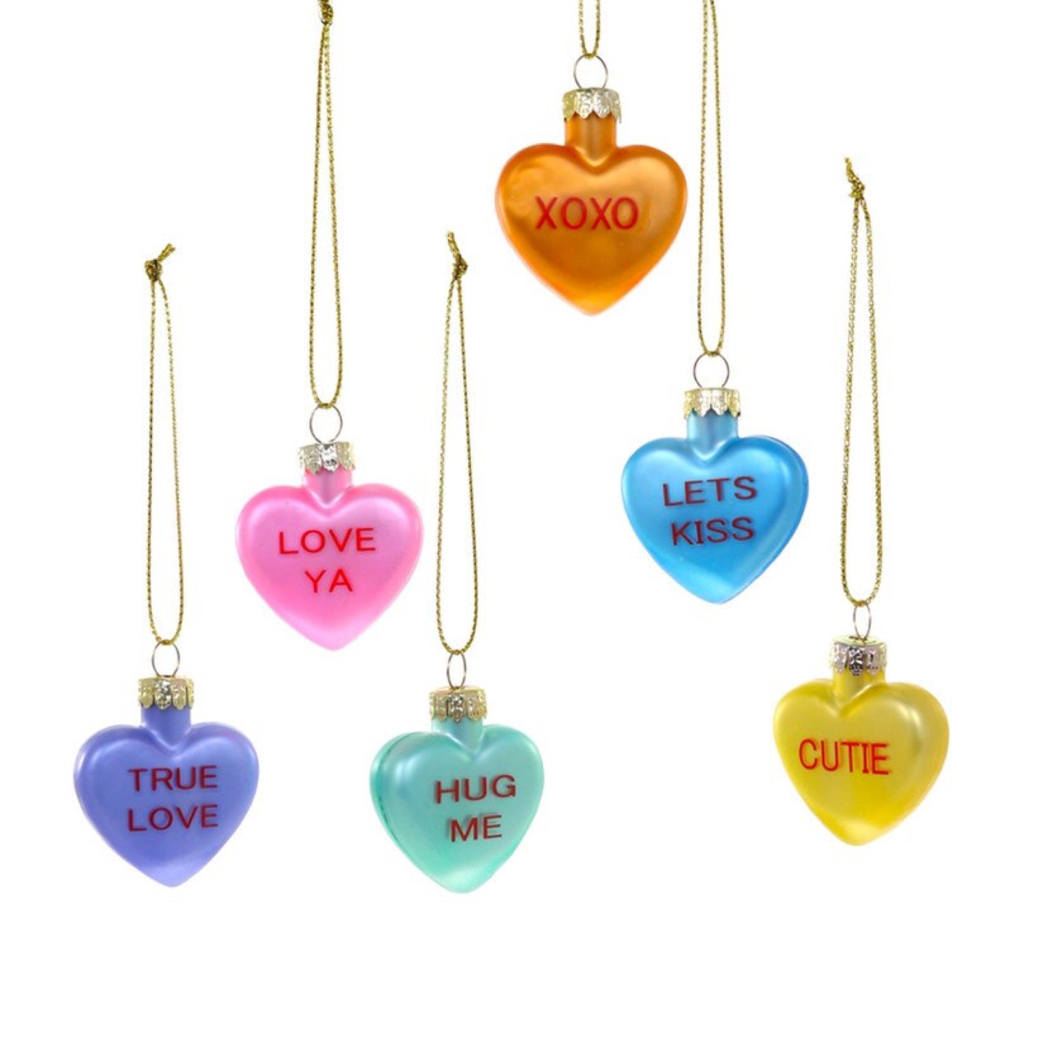 Single AF Conversation Hearts Ornaments 2" (Set of 6)