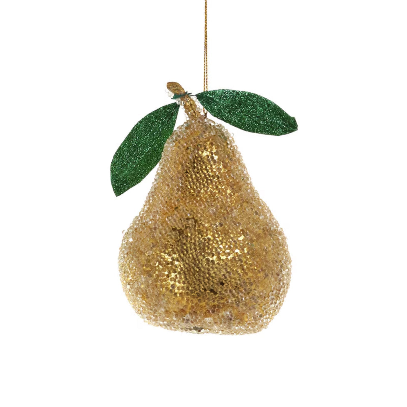 Beaded Pear Ornament 4.75"