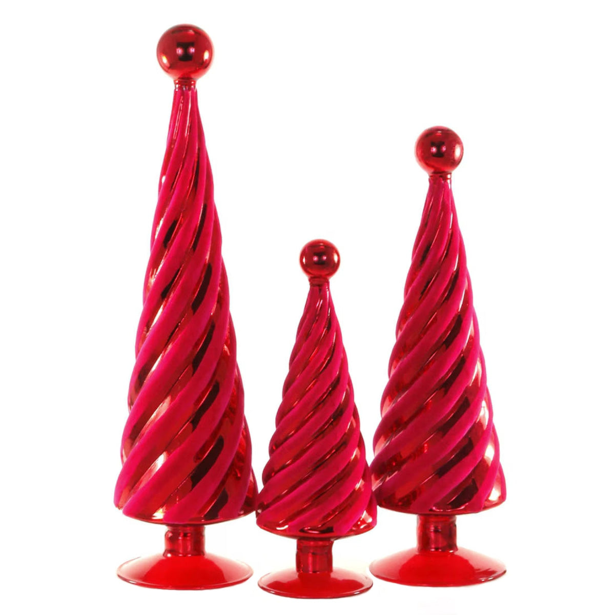 Flocked Spiral Trees Magenta / Red (Set of 3) - bubblegum market
