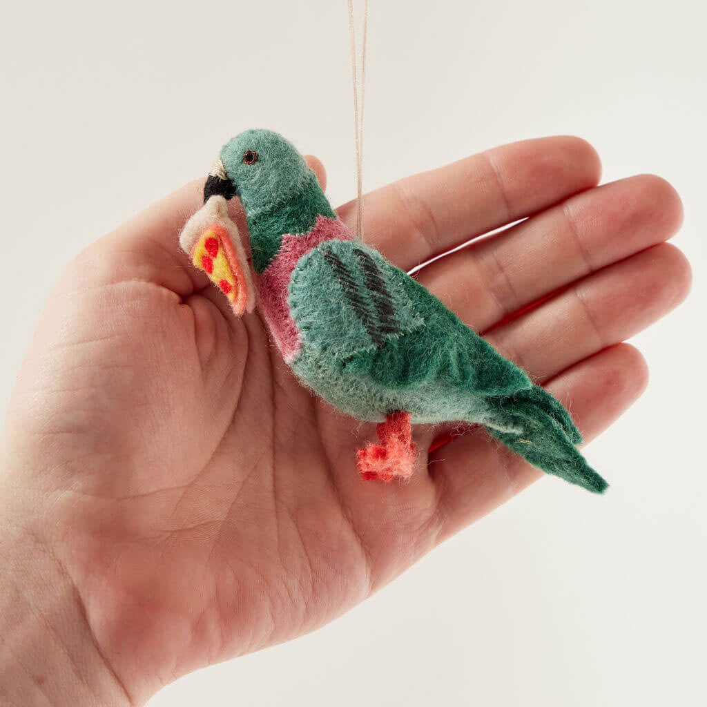 Hungry Urban Pizza Pigeon Felt Ornament 7"