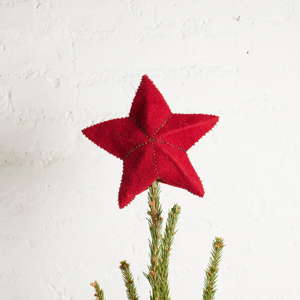 Red Star Small Felt Tree Topper 7.5"