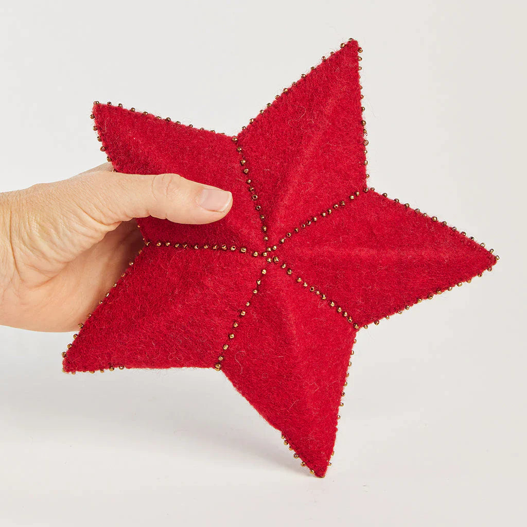 Red Star Small Felt Tree Topper 7.5"