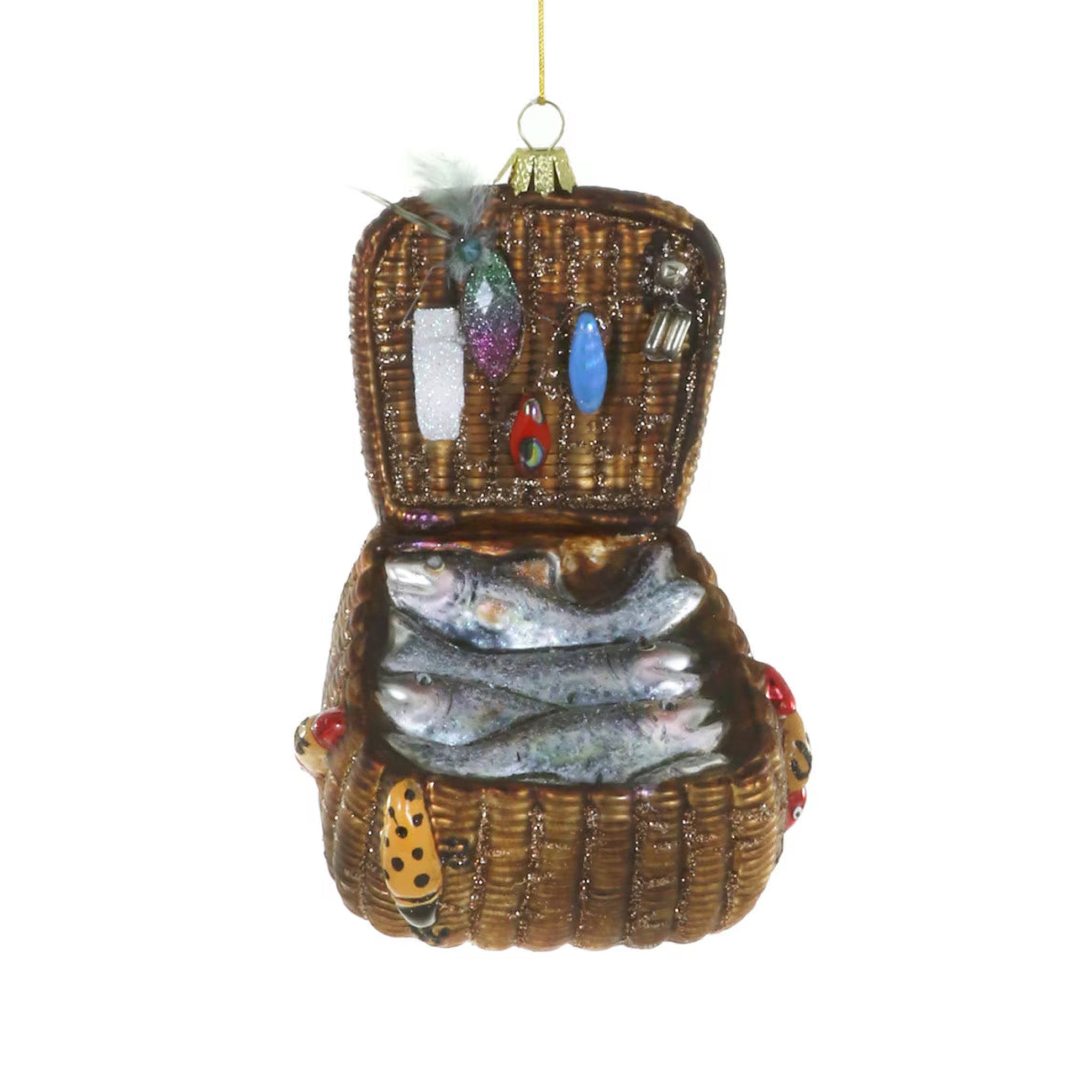 Fishing Creel Ornament 4"