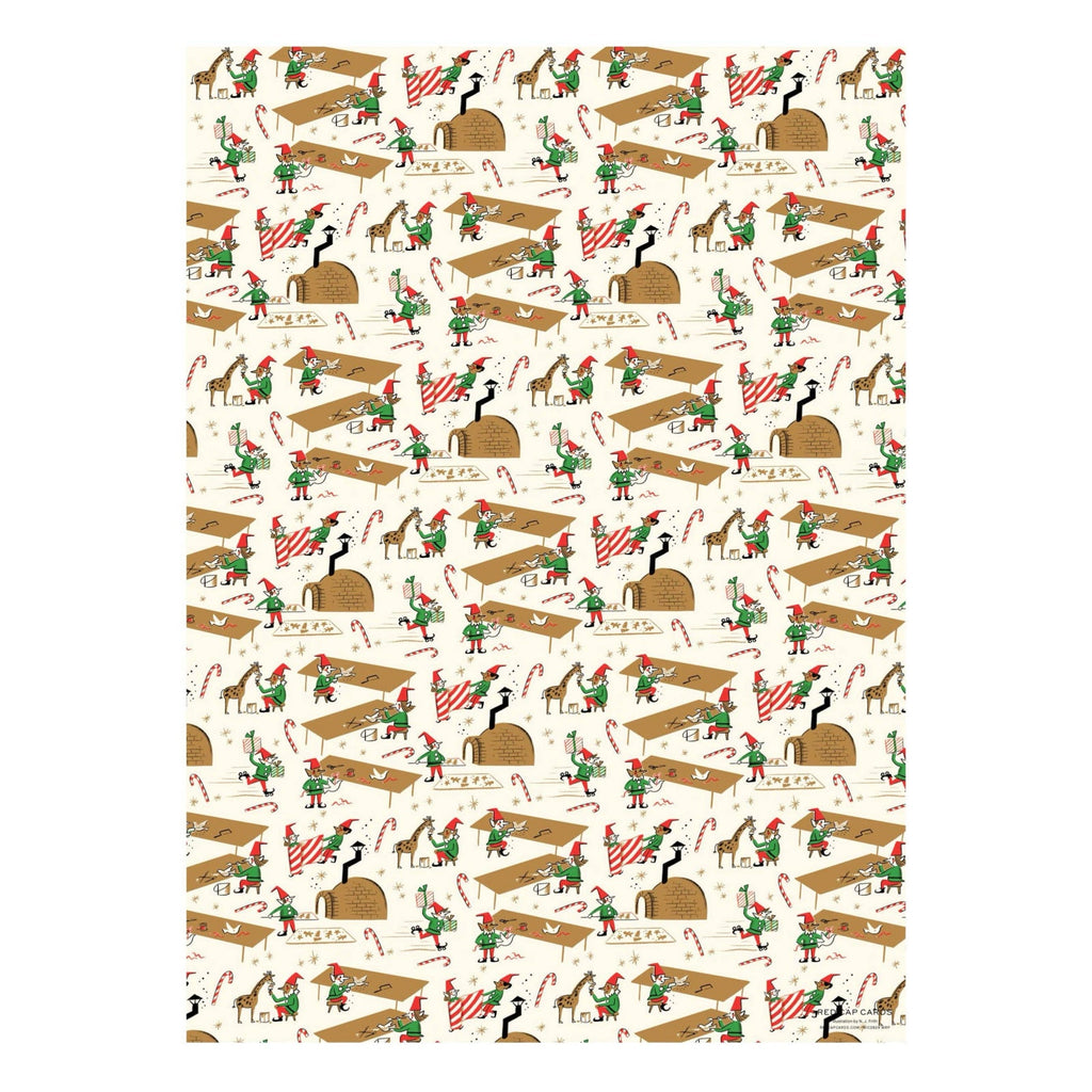 Santa's Workshop Holiday Gift Wrap Sheets (Roll of 3)