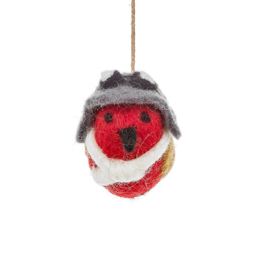 Aviator Robin Felt Ornament 4.25"