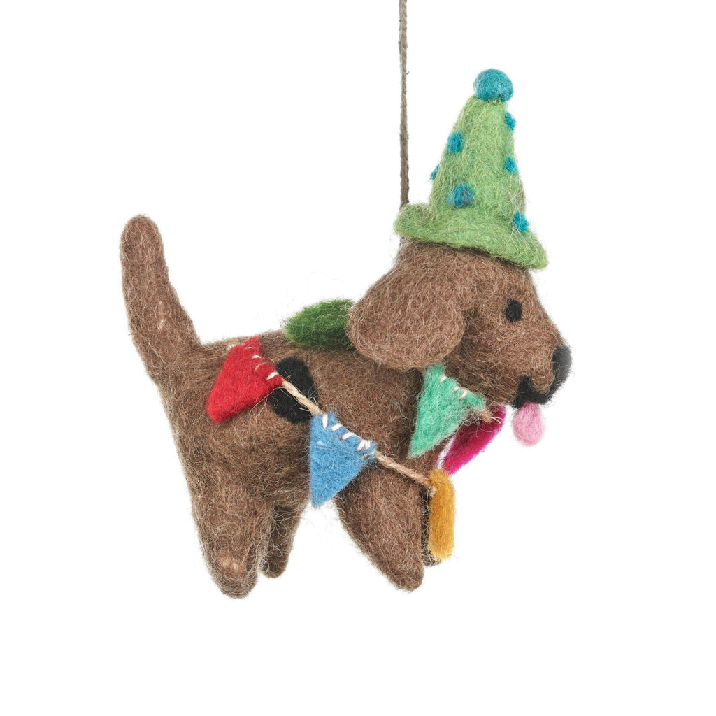 Party Pooch Felt Ornament 4"