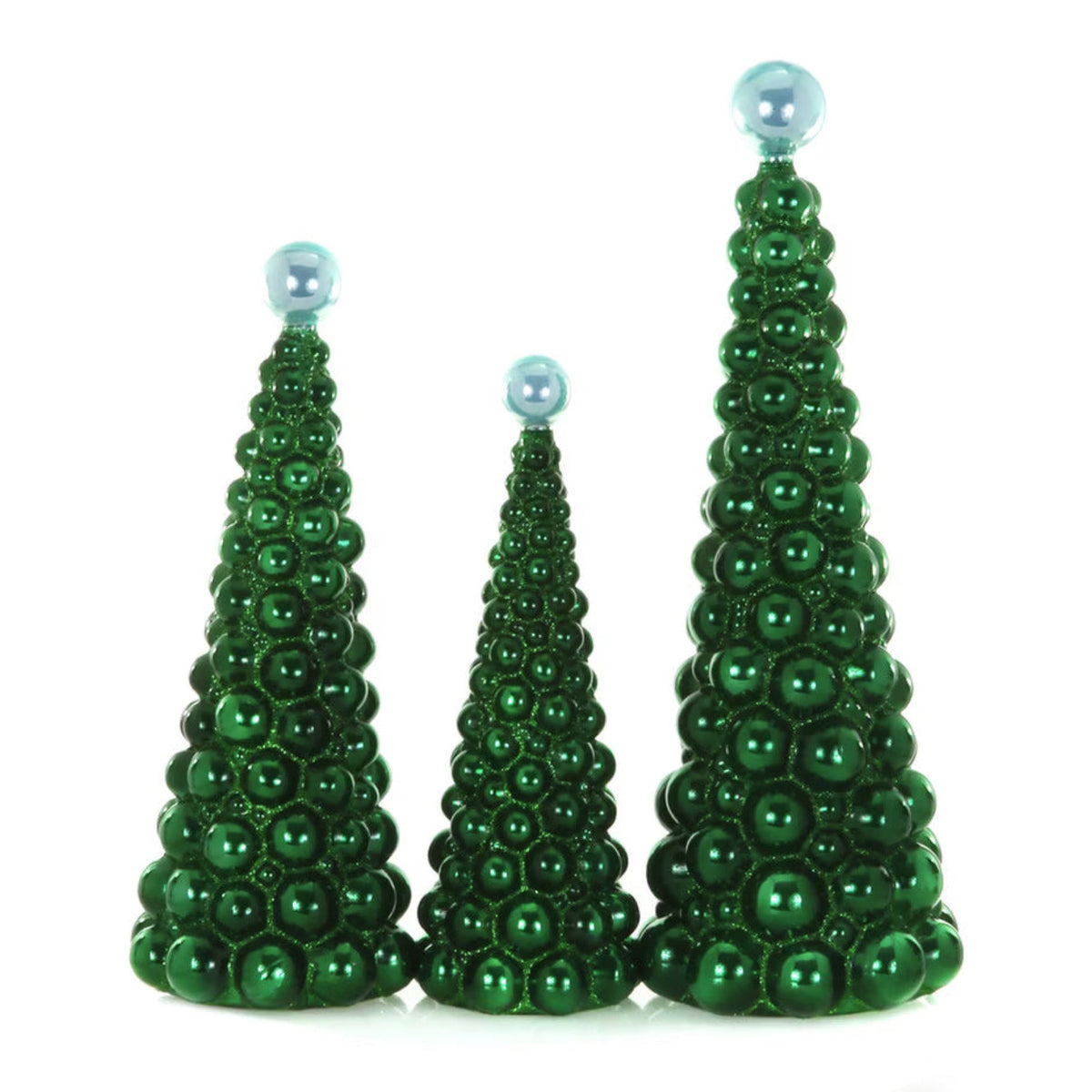Bubble Trees Evergreen with Aqua (Set of 3)