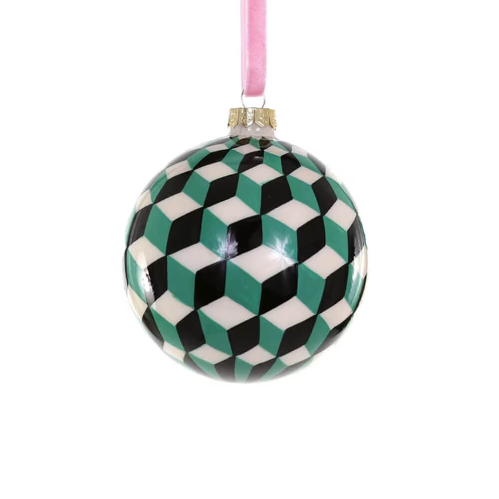 aqua-teal-green-black-white-tumbling-block-bauble-boxes-box-pattern-ornament-cody-foster-christmas