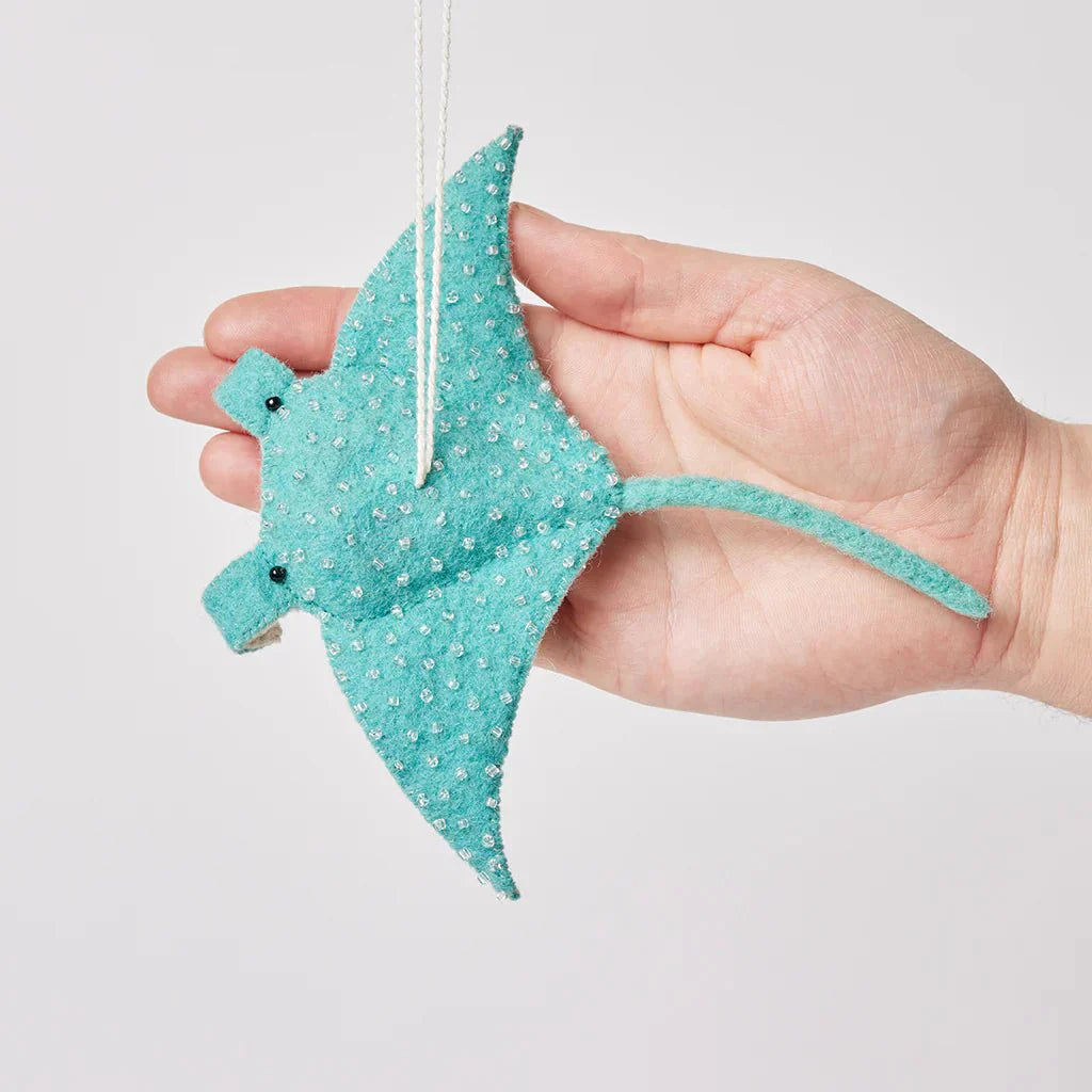 Aqua Wave Glider Manta Ray Felt Ornament 7.5" - bubblegum market