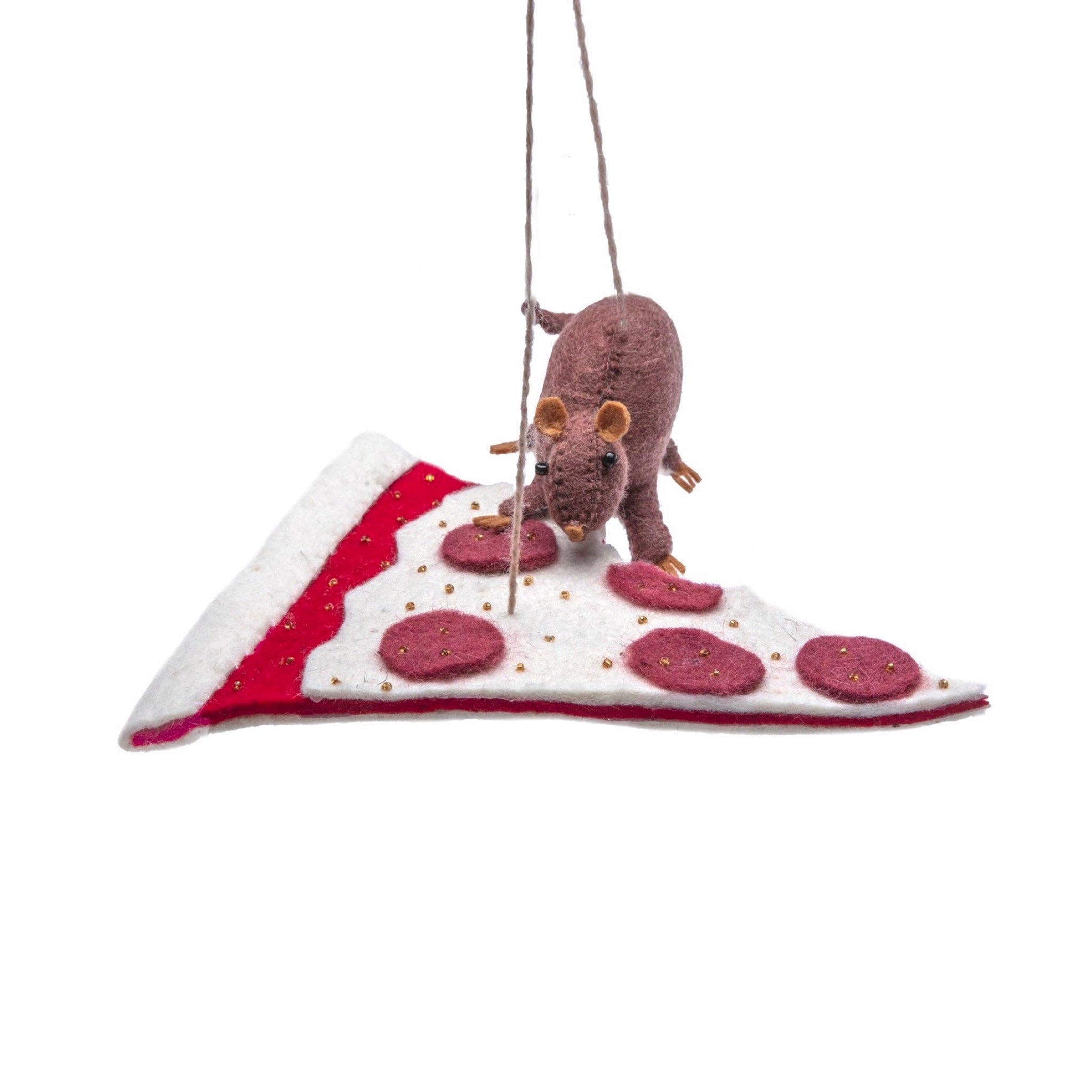 Baby Rat & Pizza Felt Ornament - bubblegum market