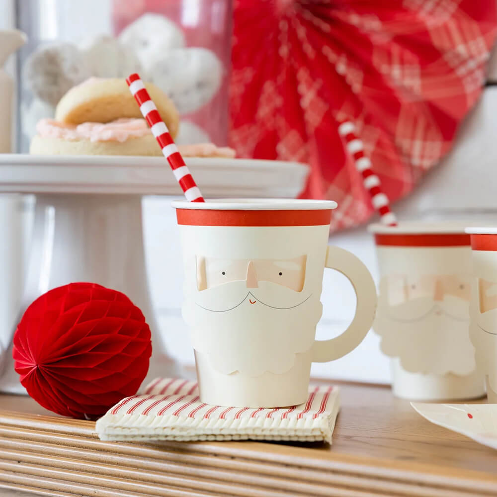 Believe Christmas Santa Face Paper Party Cup with Handle - bubblegum market