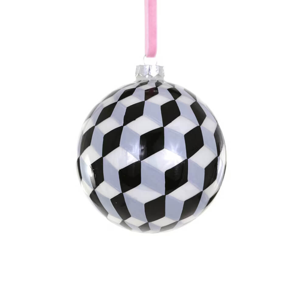 Black Tumbling Block Bauble Ornament 3" - bubblegum market