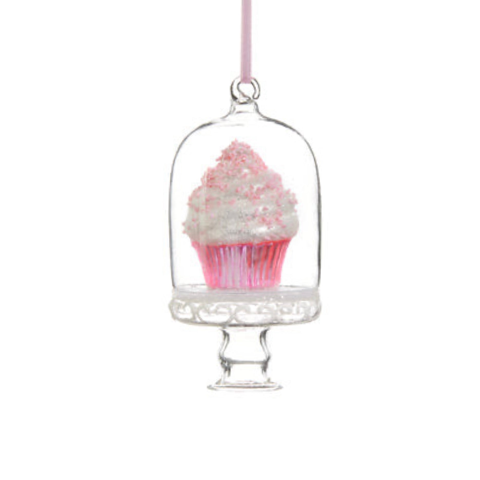 Blushing Holiday Cupcake in Cloche Ornament 4" - bubblegum market