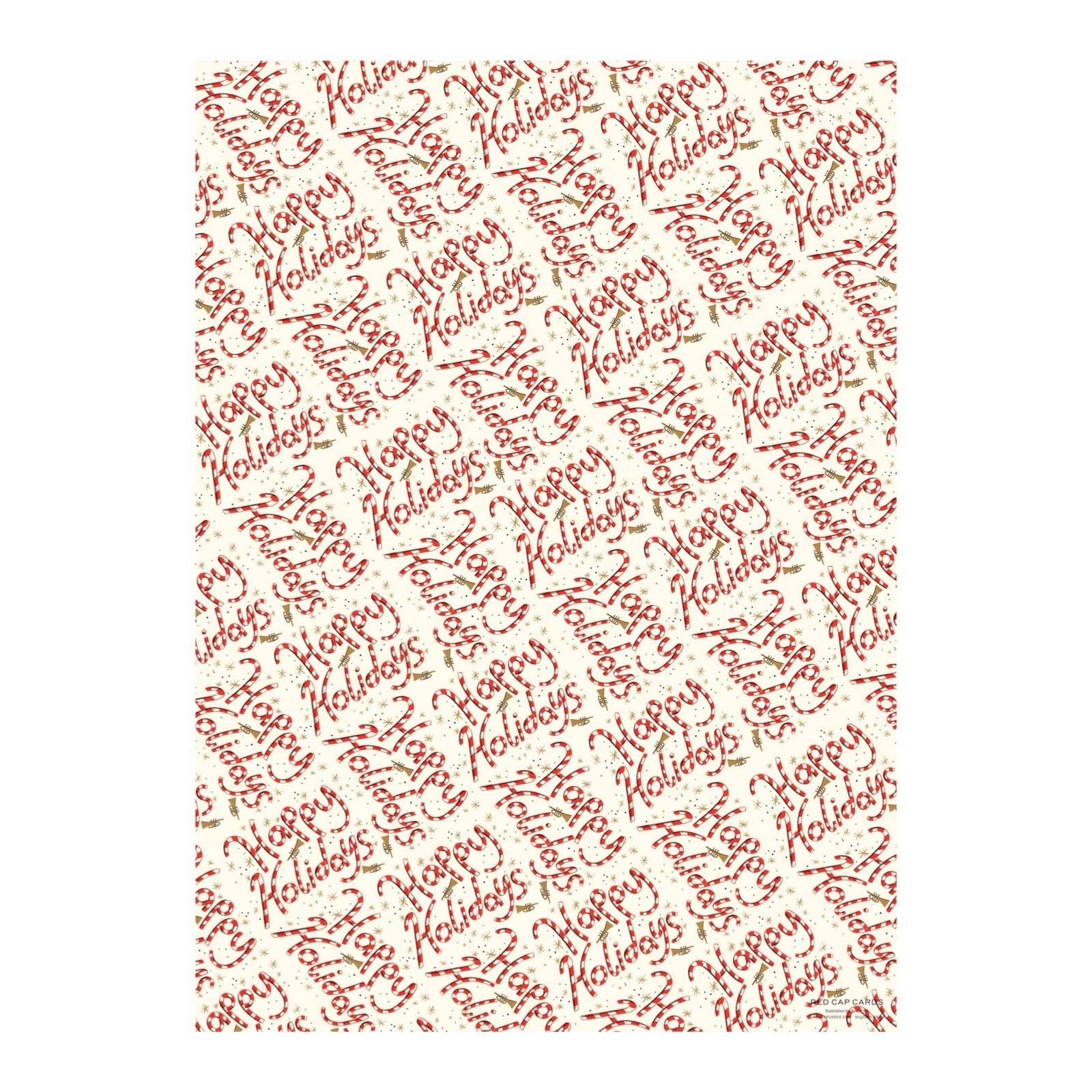 Candy Cane Holiday Gift Wrap Sheets (Roll of 3) - bubblegum market