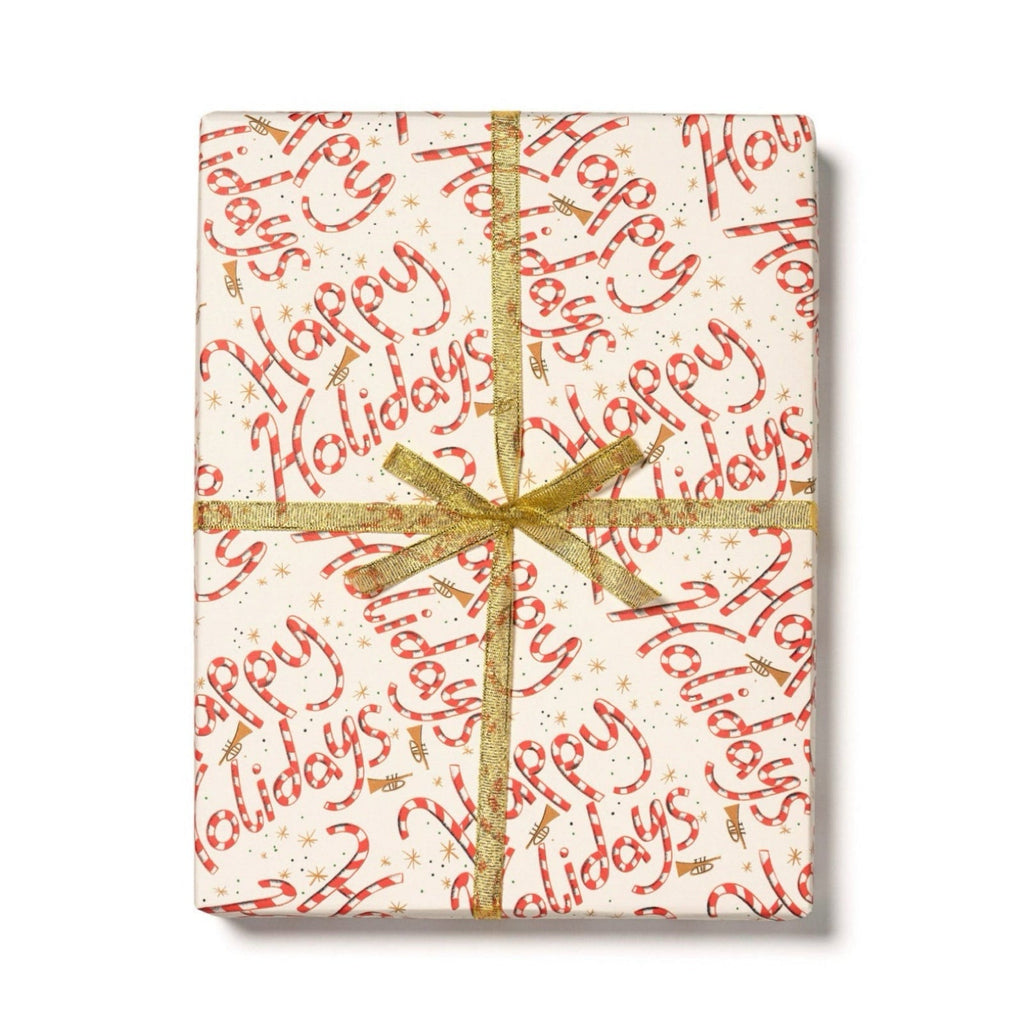 Candy Cane Holiday Gift Wrap Sheets (Roll of 3) - bubblegum market