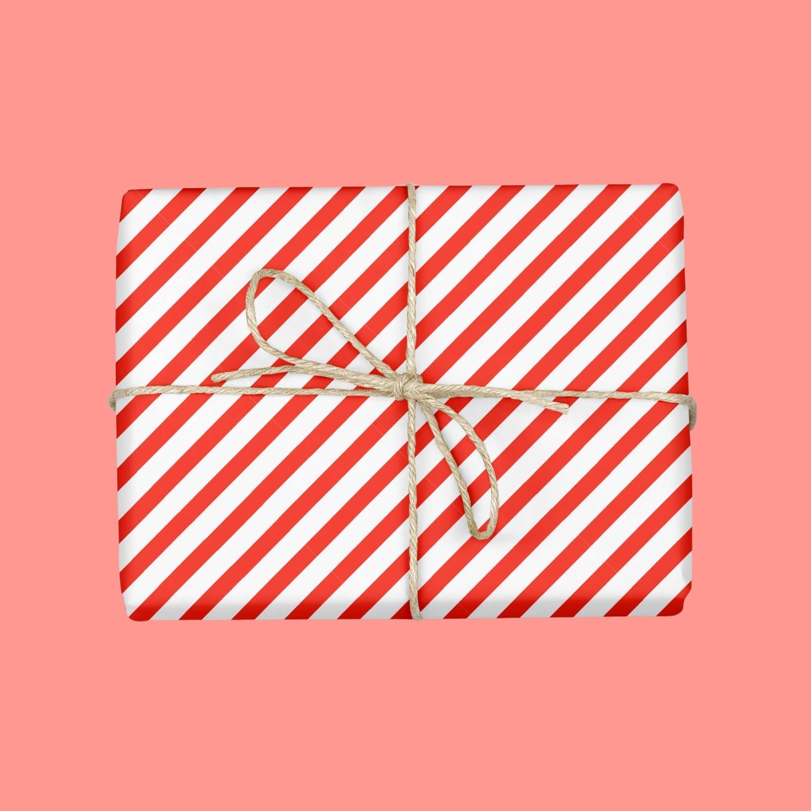 CANDY CANE STRIPE Holiday Gift Wrap Sheets (Roll of 3) - bubblegum market