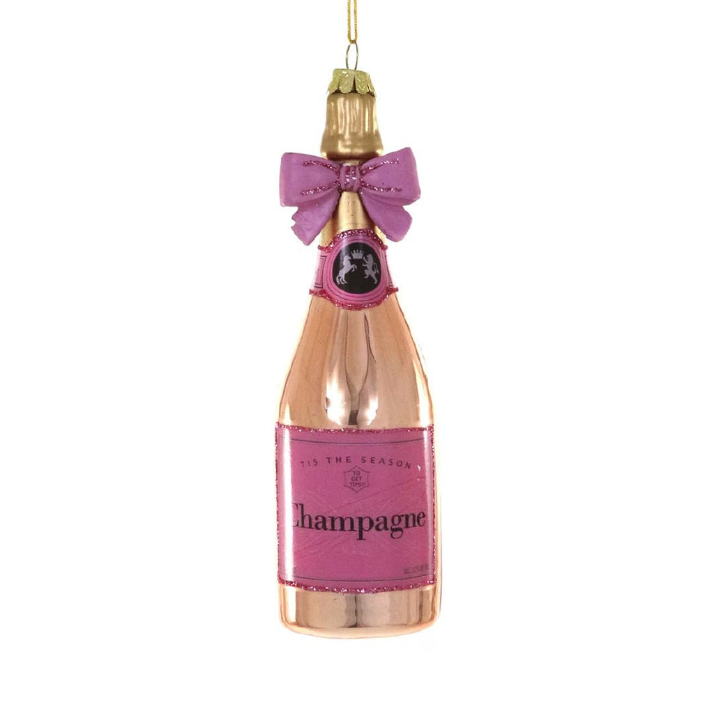 Champagne w/ Pink Bow Ornament 6" - bubblegum market