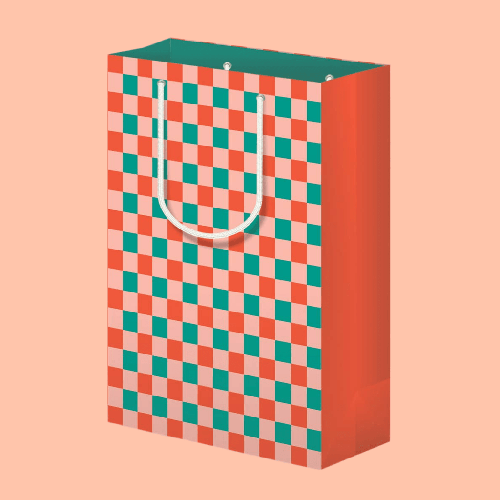 CHRISTMAS CHECKERBOARD Large Gift Bag - bubblegum market