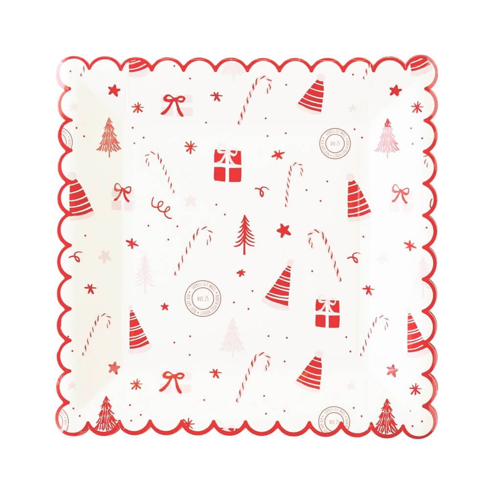 Christmas Elf Scalloped Icon Scatter Plates 9" - bubblegum market