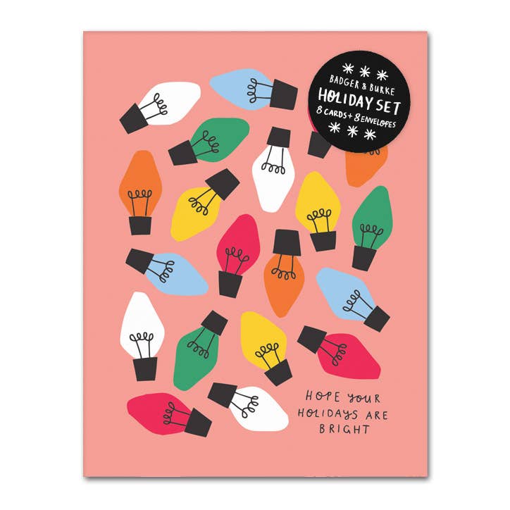 Christmas Lights Holiday Greeting Card Set - bubblegum market