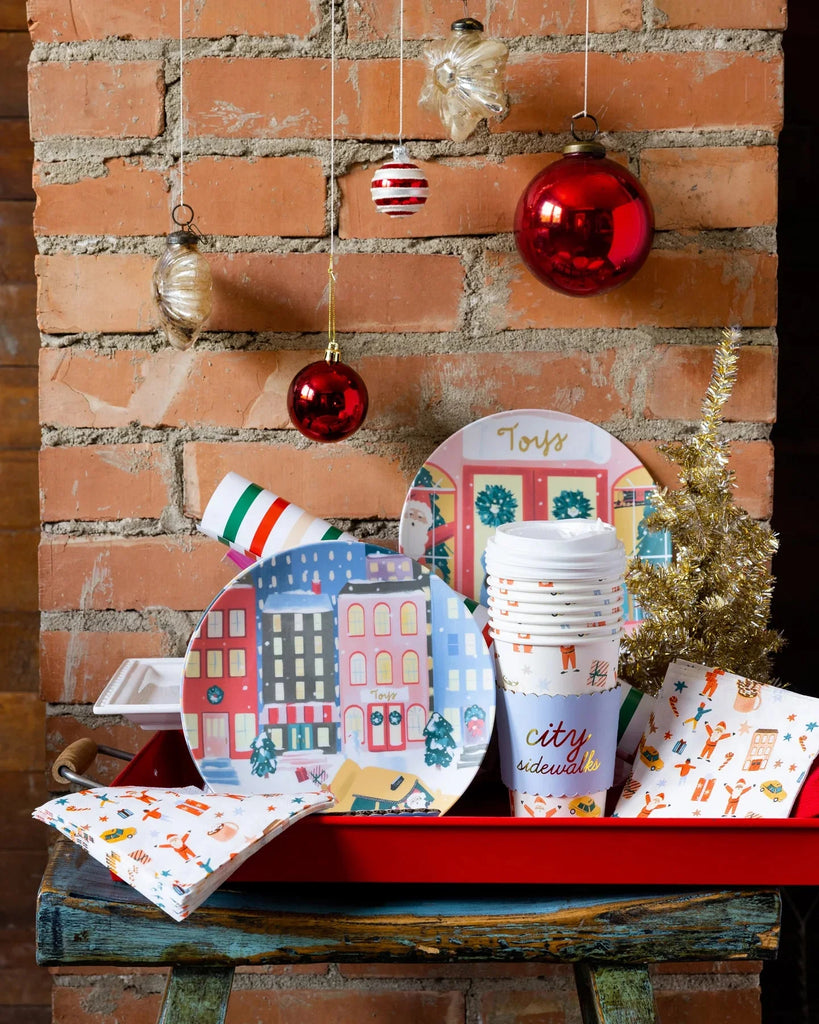 City Sidewalks Holiday Table Runner - bubblegum market