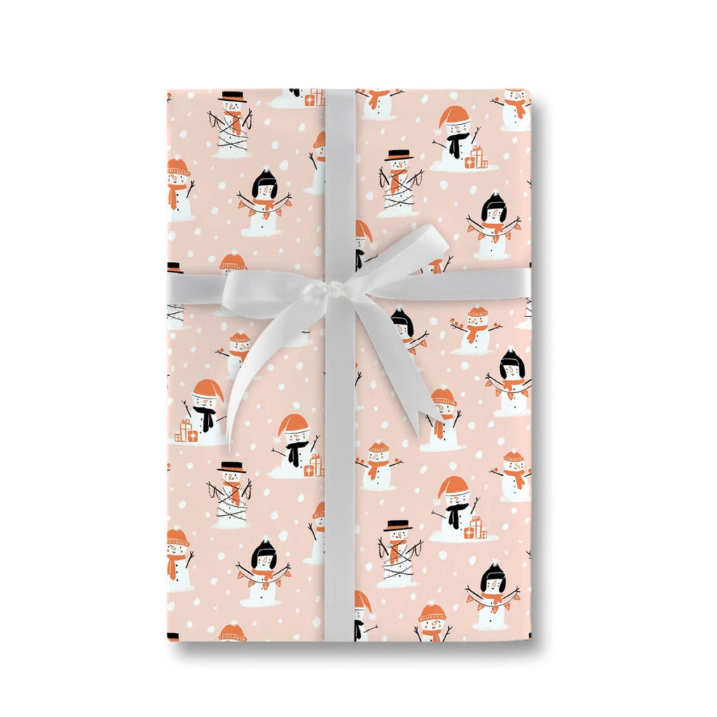 Coal and Coral Snowmen Wrapping Paper (10ft) - bubblegum market