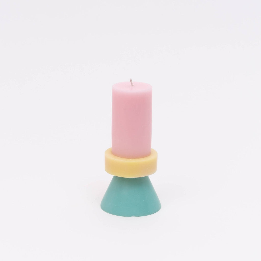 Color - Blocked Stack Candle (Floss Pink, Pie Yellow, Mint) - bubblegum market