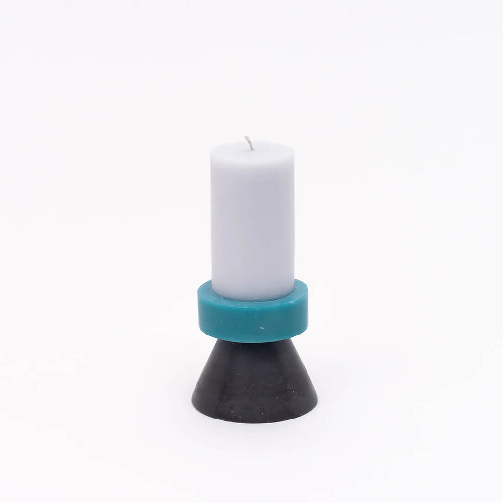 Color - Blocked Stack Candle (Lilac, Turquoise, Charcoal) - bubblegum market