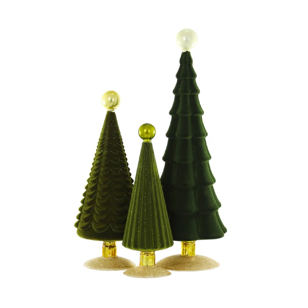 Crushed Velvet Trees in Forest Green (Set of 3) - bubblegum market