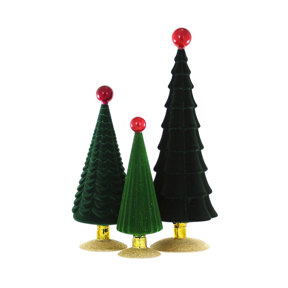 Crushed Velvet Trees in Green (Set of 3) - bubblegum market