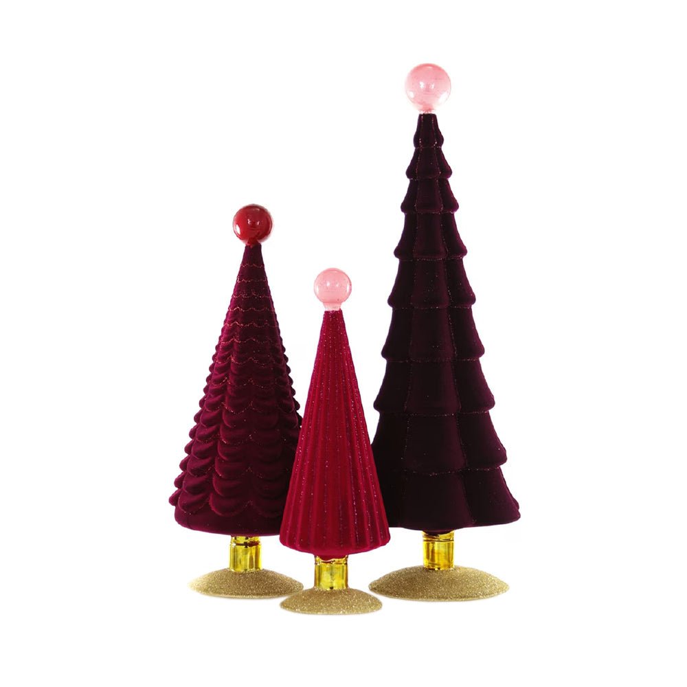 Crushed Velvet Trees in Rose (Set of 3) - bubblegum market