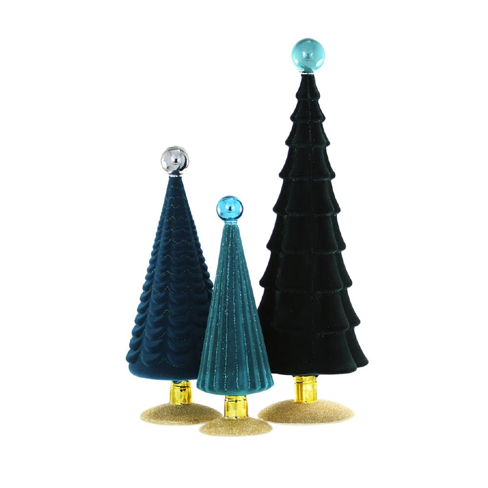 Crushed Velvet Trees in Teal (Set of 3) - bubblegum market