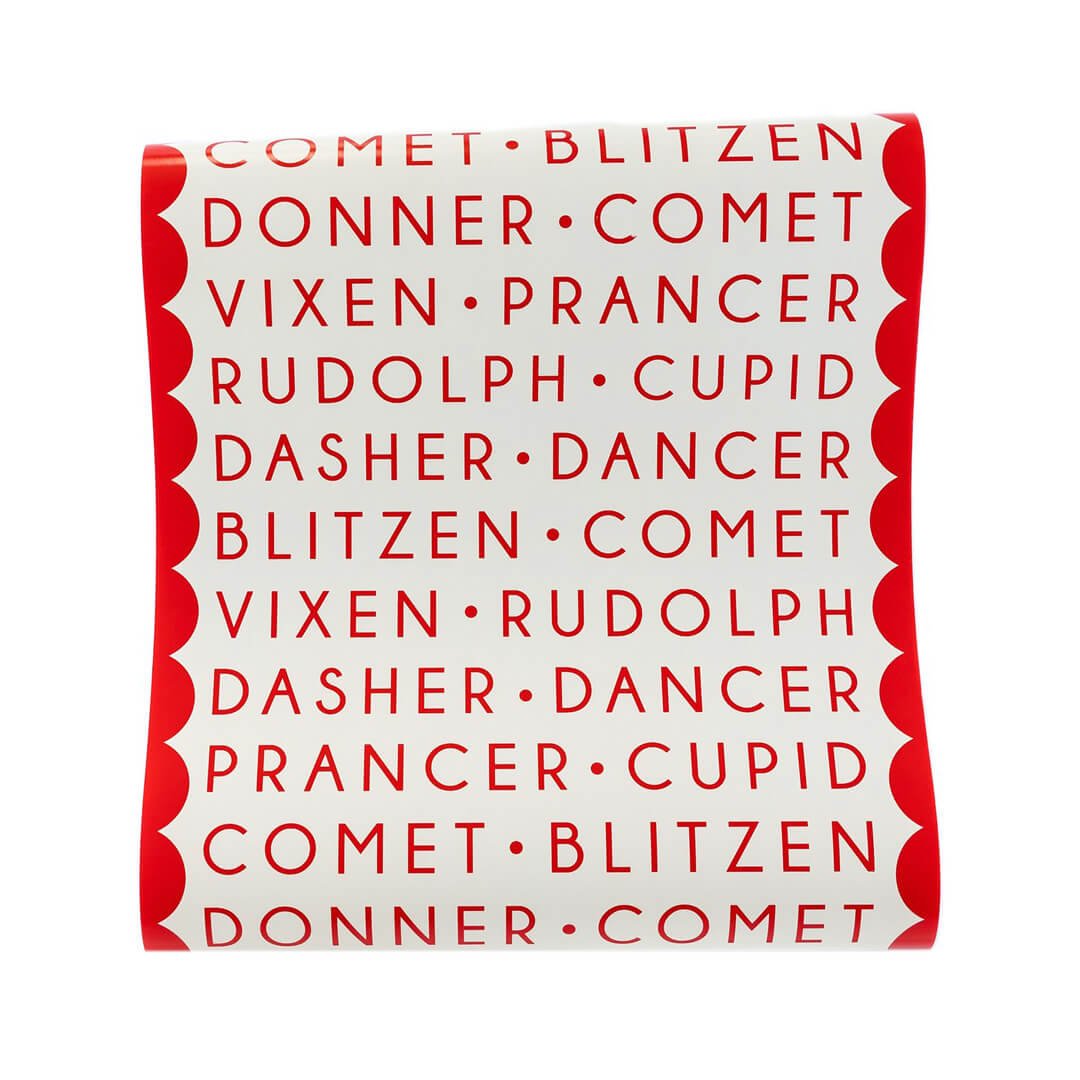 Dear Rudolph Reindeer Names Holiday Table Runner - bubblegum market
