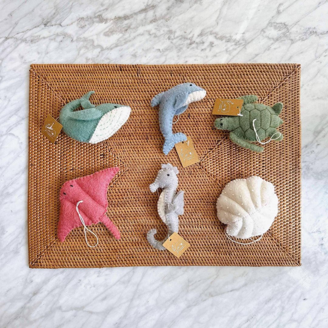 Dolphin Wool Felt Ornament 4.5" - bubblegum market