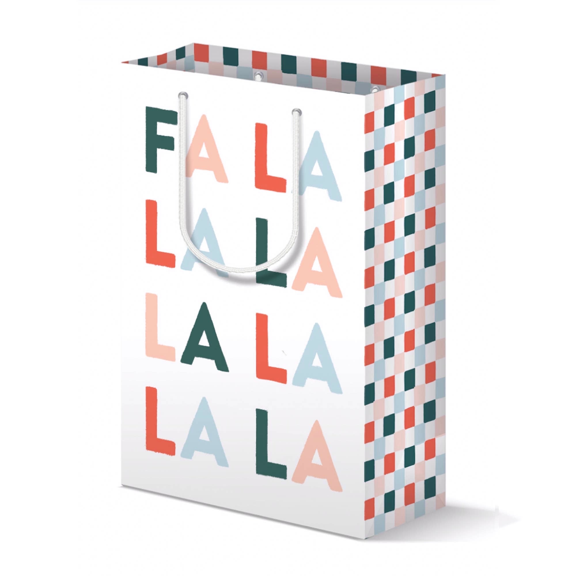 FA LA LA Checkered Holiday Gift Bag - bubblegum market