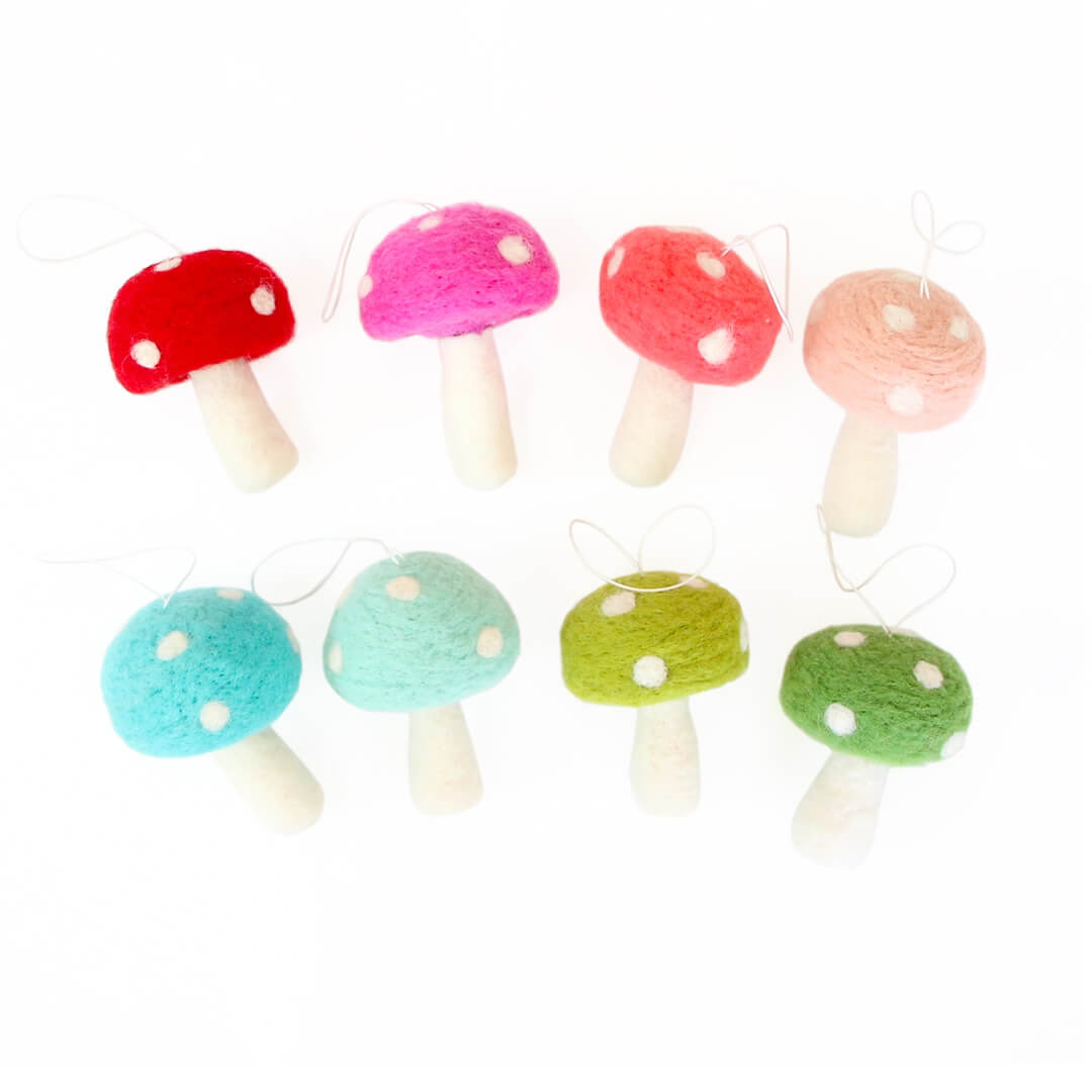 Felt Mushroom Ornament Set / Gift Topper Set - bubblegum market