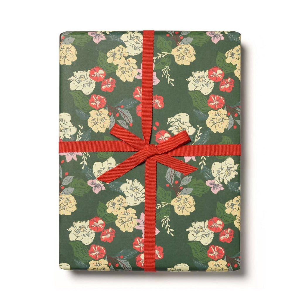 Festive Blooms Holiday Wrapping Paper Sheets (Roll of 3) - bubblegum market