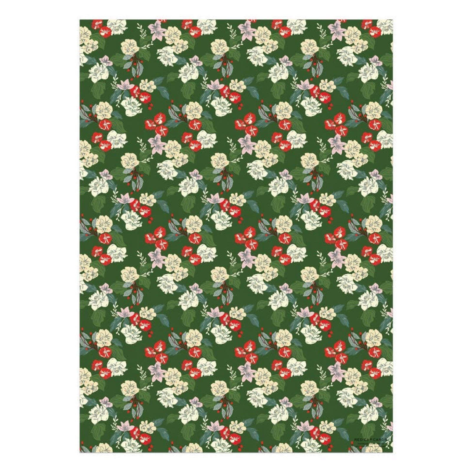 Festive Blooms Holiday Wrapping Paper Sheets (Roll of 3) - bubblegum market