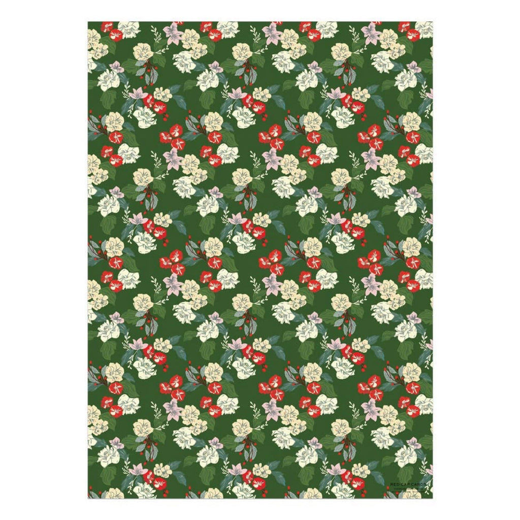 Festive Blooms Holiday Wrapping Paper Sheets (Roll of 3) - bubblegum market