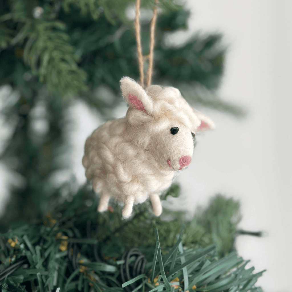 Fluffy Sheep Wool Felt Ornament 3" - bubblegum market