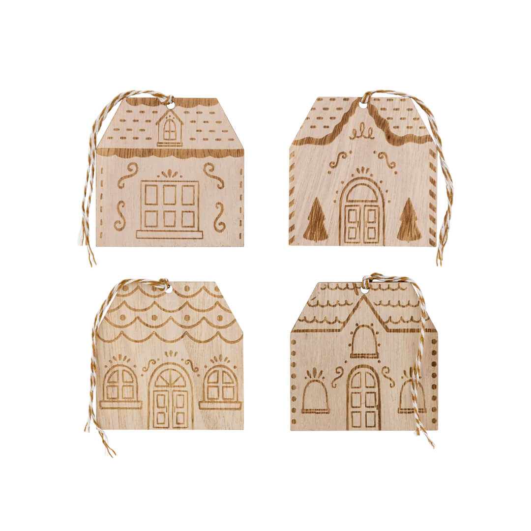 Gingerbread House Wooden Gift Toppers - bubblegum market