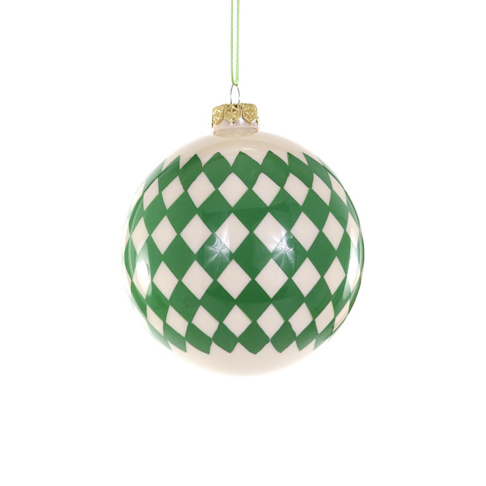 green-harlequin-bauble-diamond-pattern-ornament-cody-foster-christmas