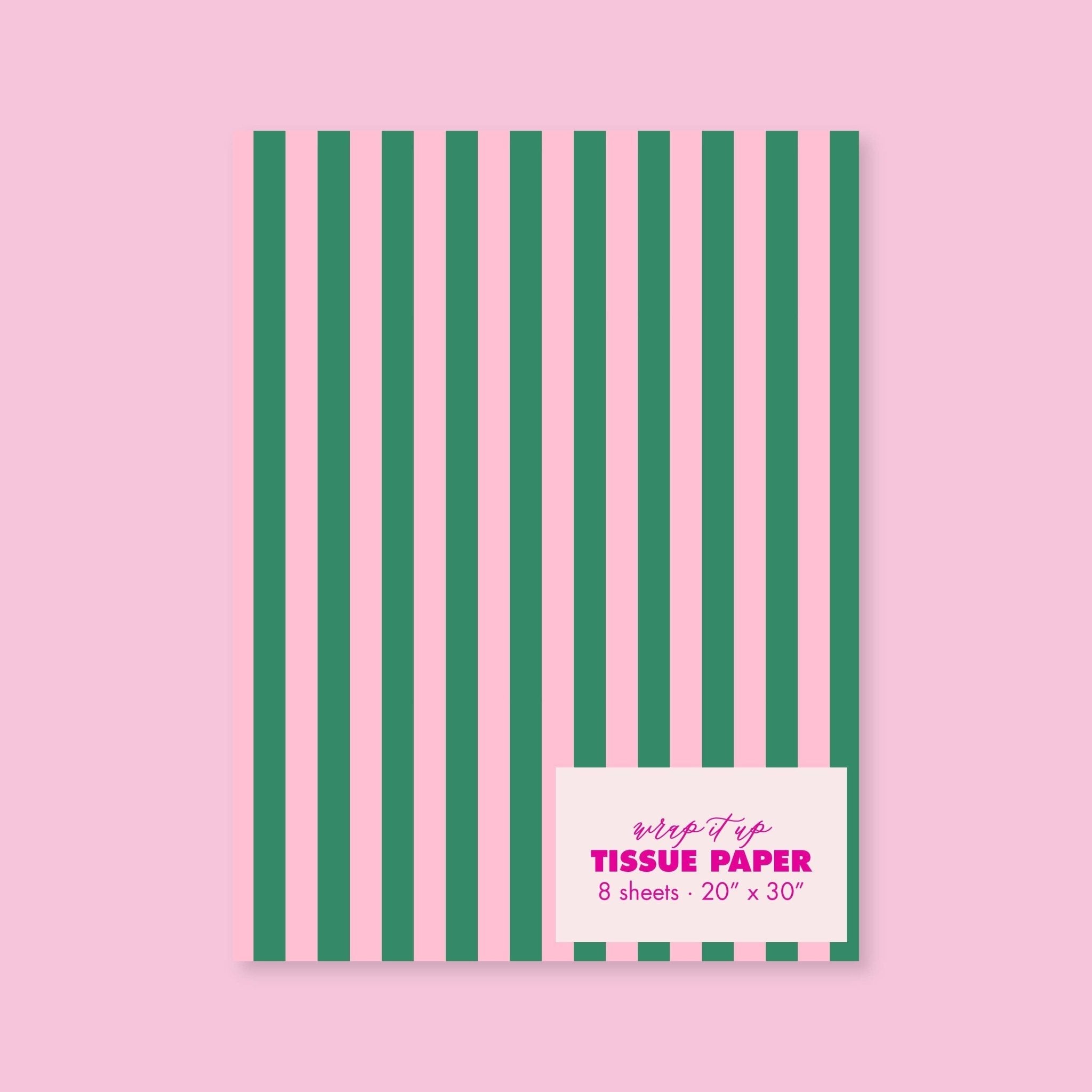 Green & Pink Stripe Tissue Paper - bubblegum market